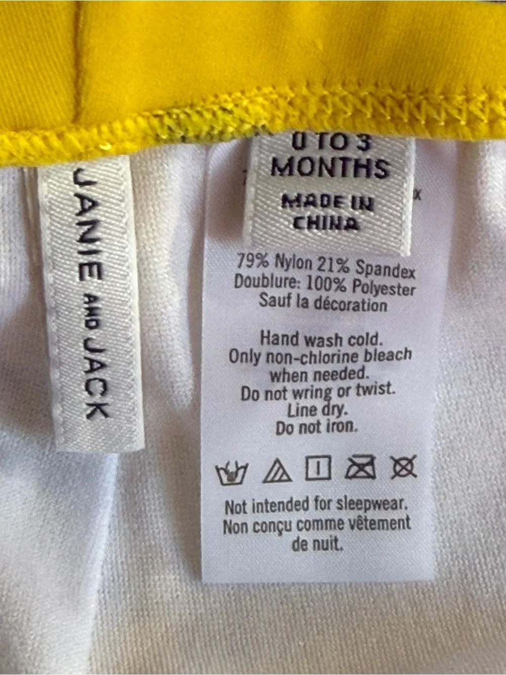 Janie &Jack Blue Whales on Yellow background Baby Swim Bottoms Size 0-3 months